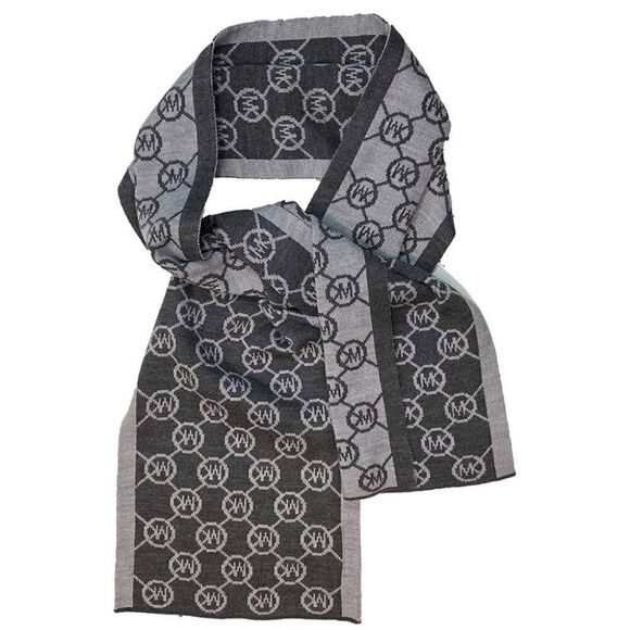 New Michael Michael kors mk logo knit scarf gray